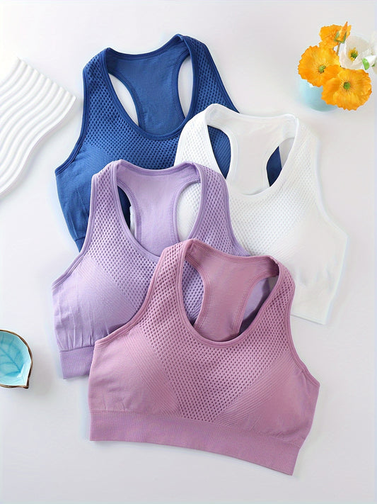 4-Pack Quick Dry High Elasticity Sports Bras for Women