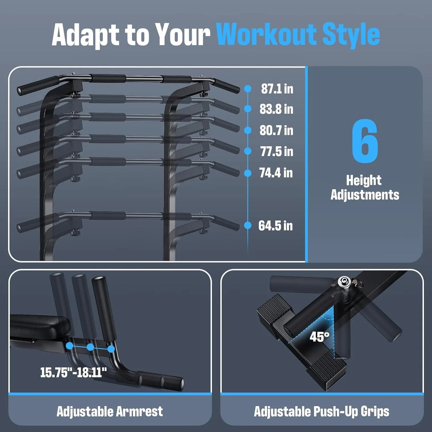 Power Tower Pull Up Dip Station Multi-Function Home Gym