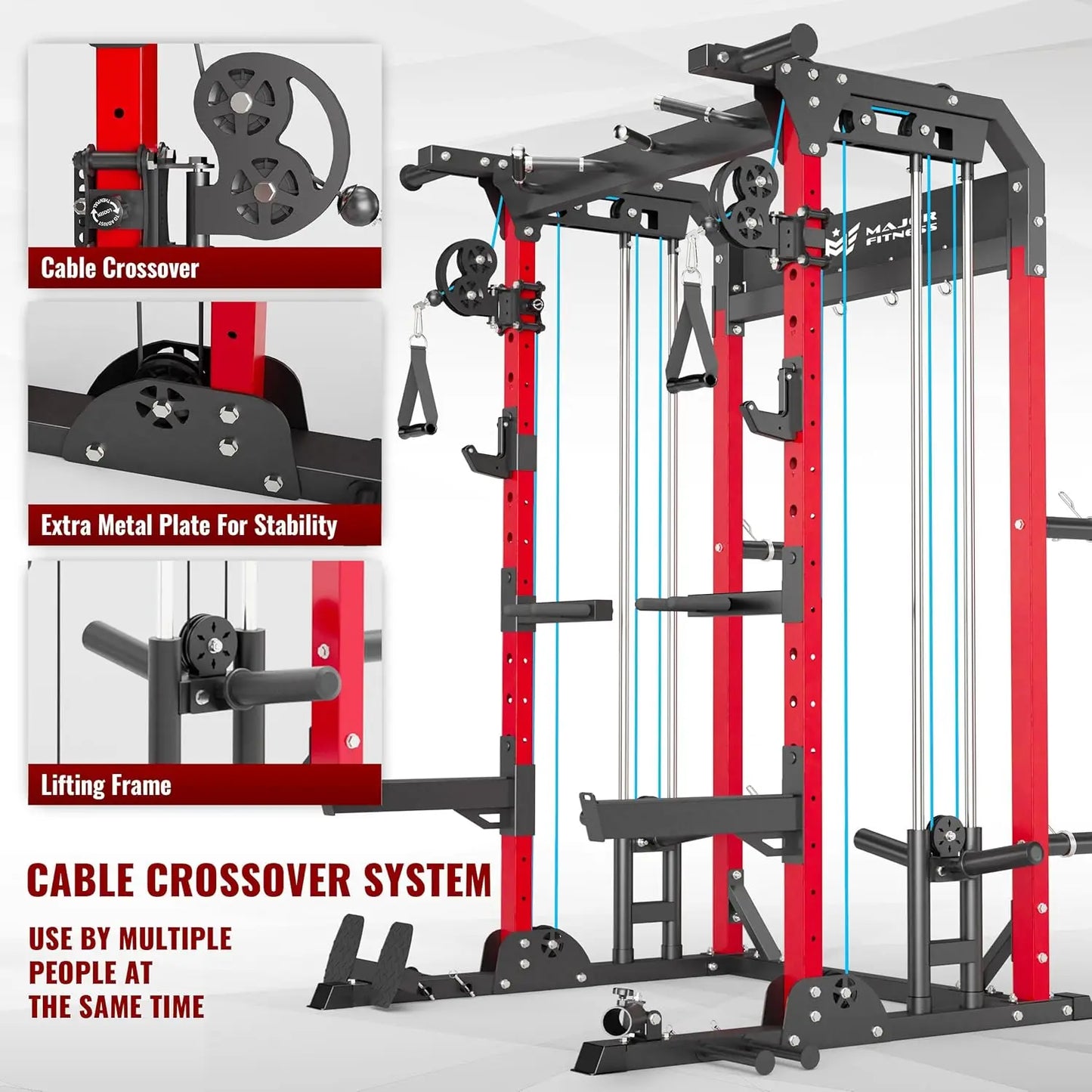 1600lbs Capacity All-in-One Squat Rack with Dual Pulley System for Home Gym Strength