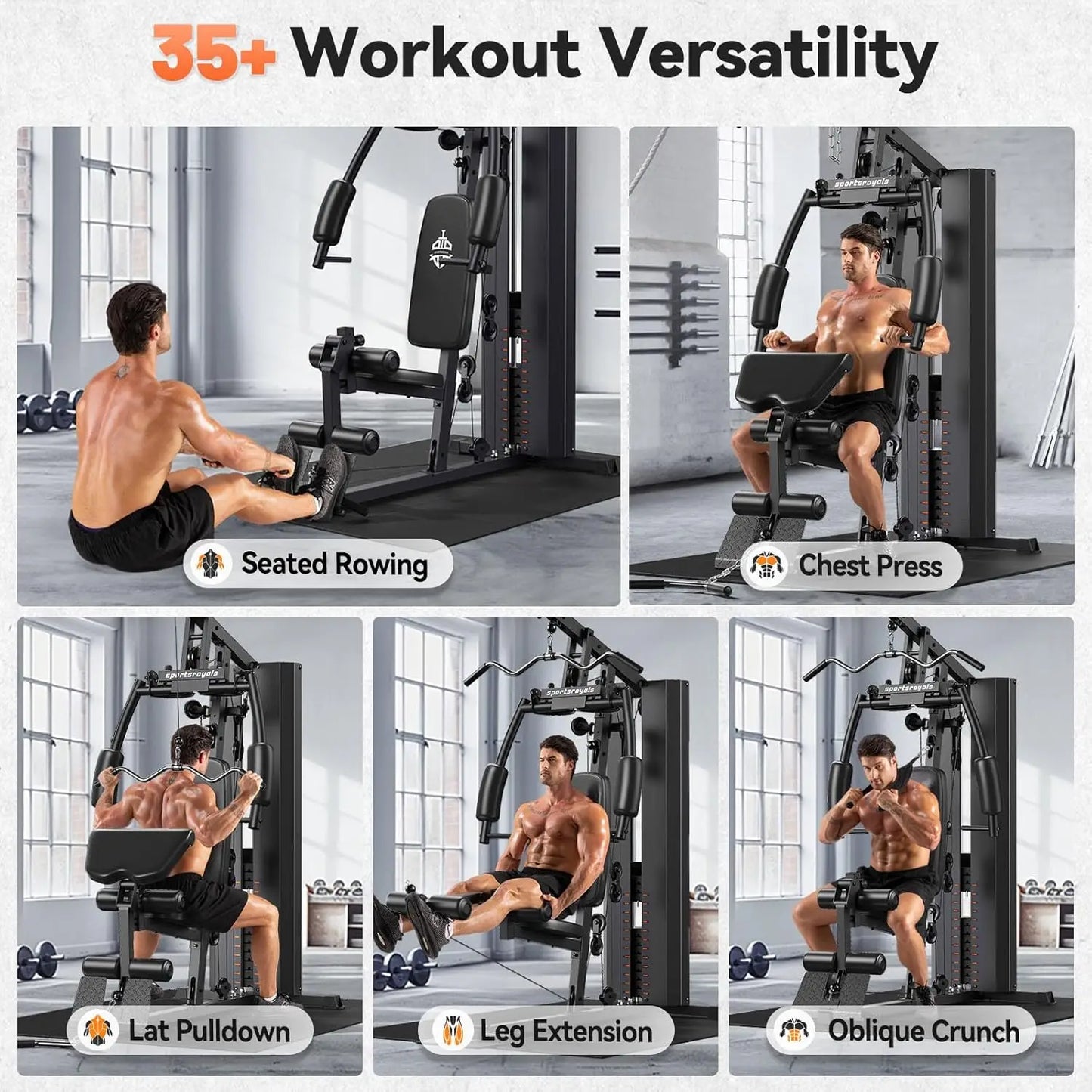 Workout Station with 154LBS Weight Stack,