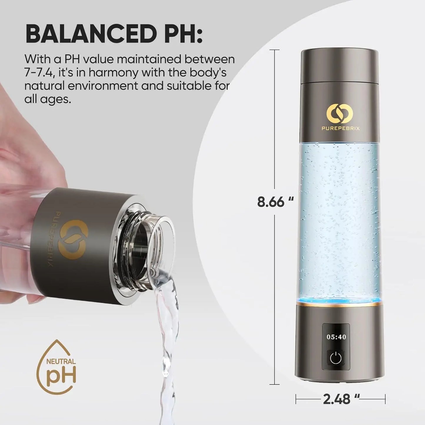 Hydrogen Water Bottle Generator Classic Edition- 4400ppb Alkaline Pitcher