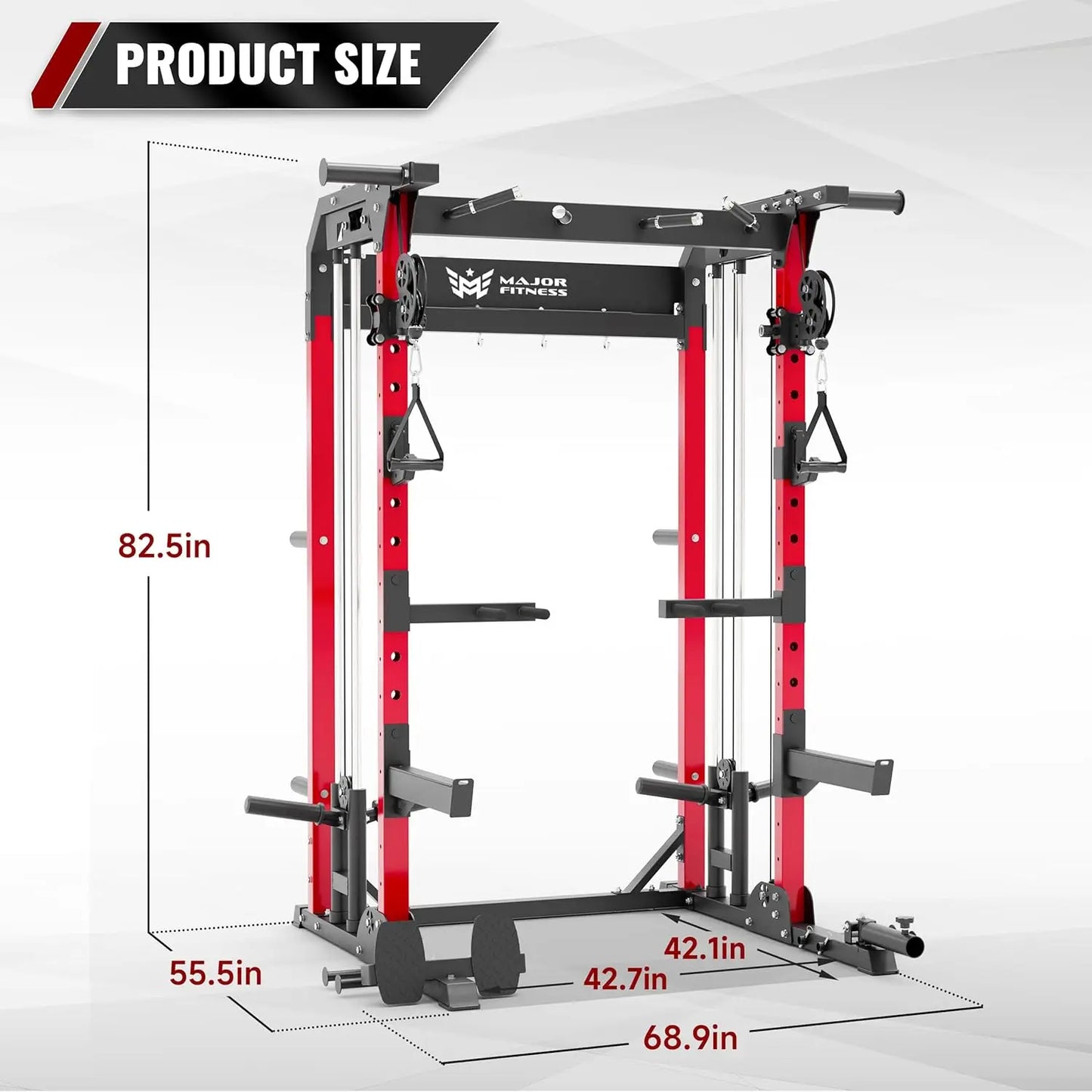 1600lbs Capacity All-in-One Squat Rack with Dual Pulley System for Home Gym Strength