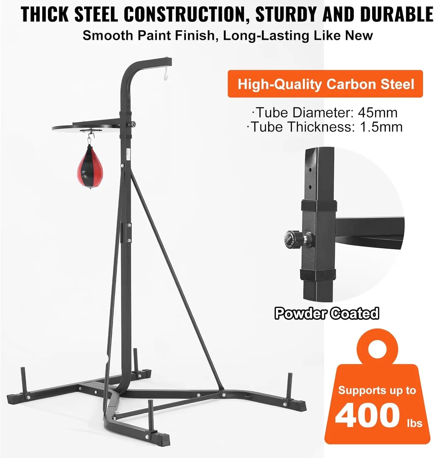 2 in 1 Punching Bag Stand,  Adjustable Height Boxing Punching Bag and Speed Bag Stand