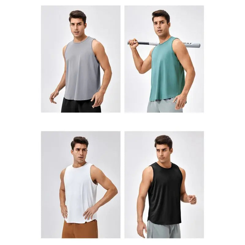 Quick Dry Running Sleeveless Fitness Athletic Muscle Tee Solid