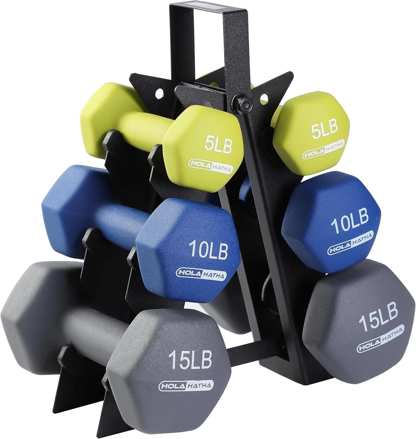 Neoprene Dumbbell Free Hand Weight Set with Rack,
