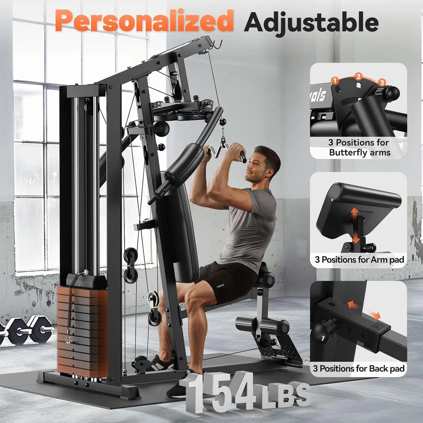 Workout Station with 154LBS Weight Stack,