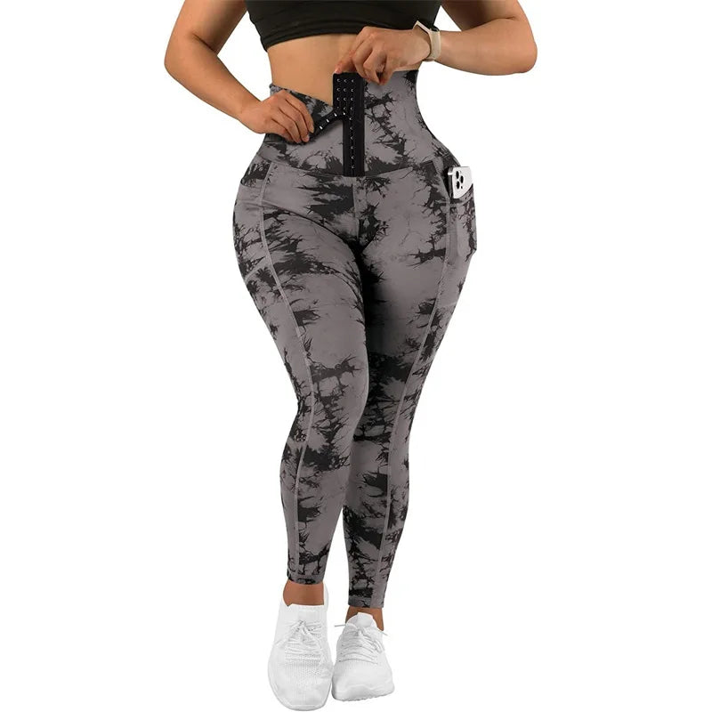 High Waist Tie Dye Legging Workout Scrunch Butt Lifting Sports Gym Tights