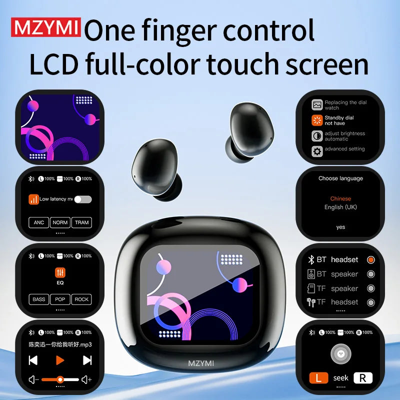 MZYMI S09 Wireless Earbuds ANC+ENC TWS Bluetooth5.4 Headphone Active Noise Cancelling