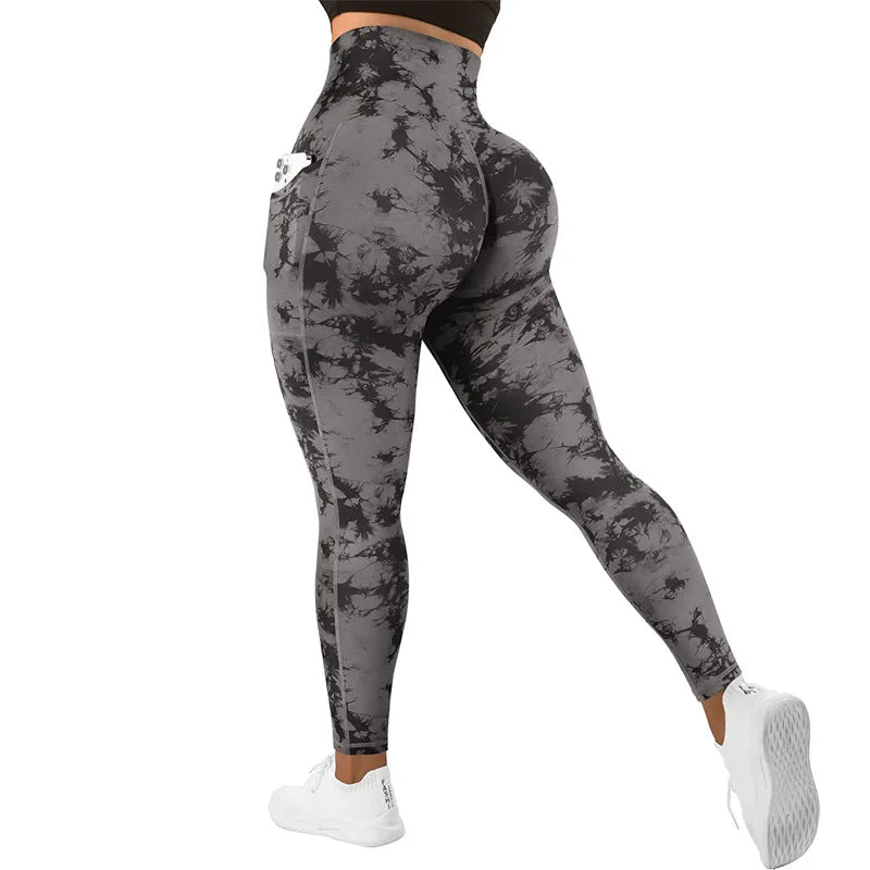 High Waist Tie Dye Legging Workout Scrunch Butt Lifting Sports Gym Tights