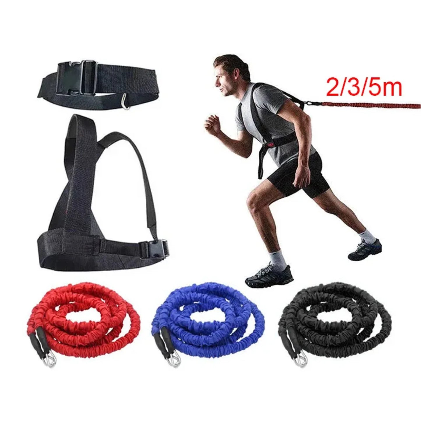 1set 2/3/5m Fitness Equipment Double Resistance Band Training