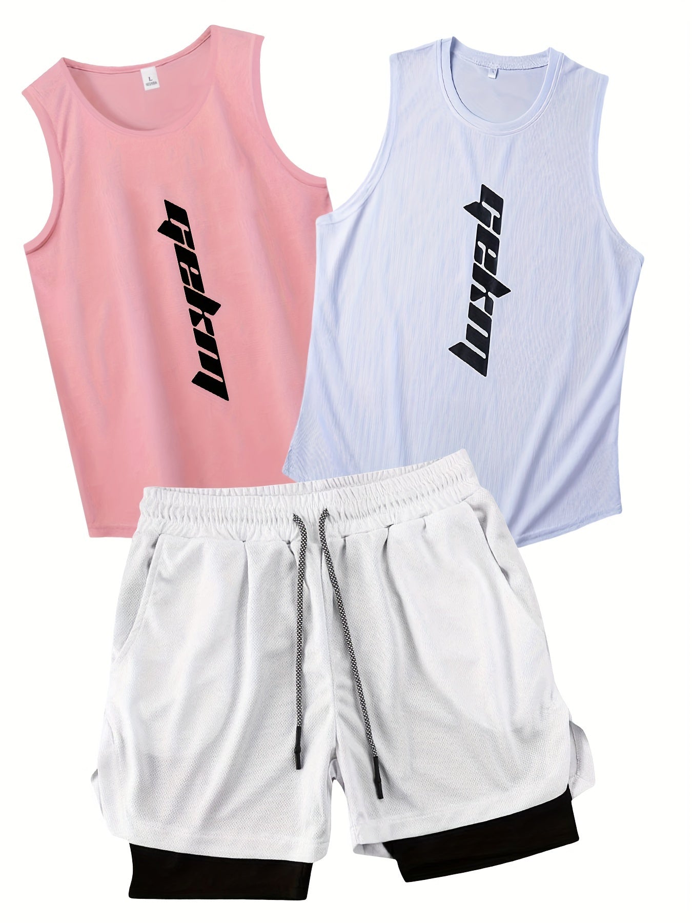 Men's Summer Fashion 3-pack Co Ord Set Of Sportswear