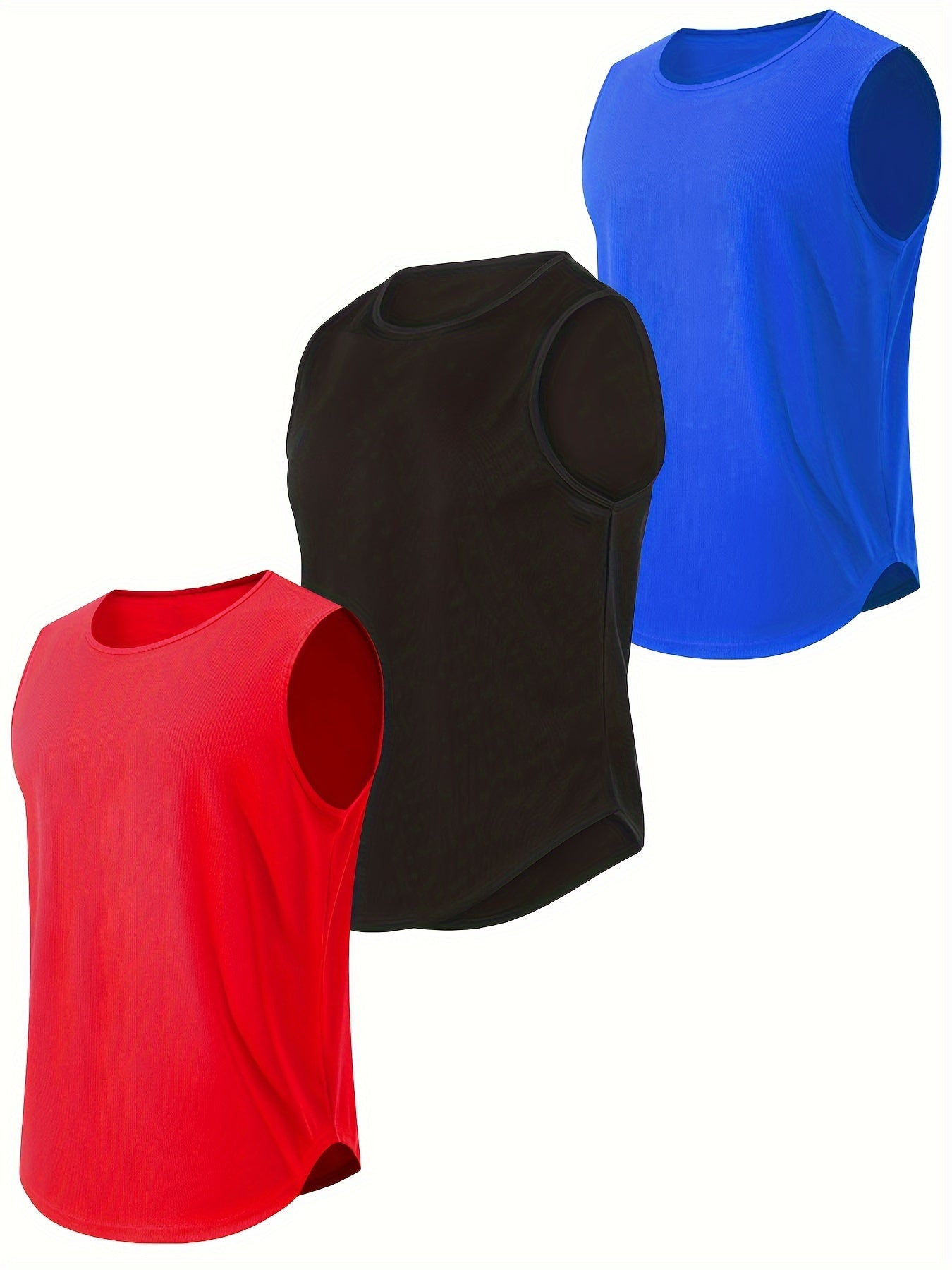 3pcs Comfy Breathable Letter Print Men's Tank Tops