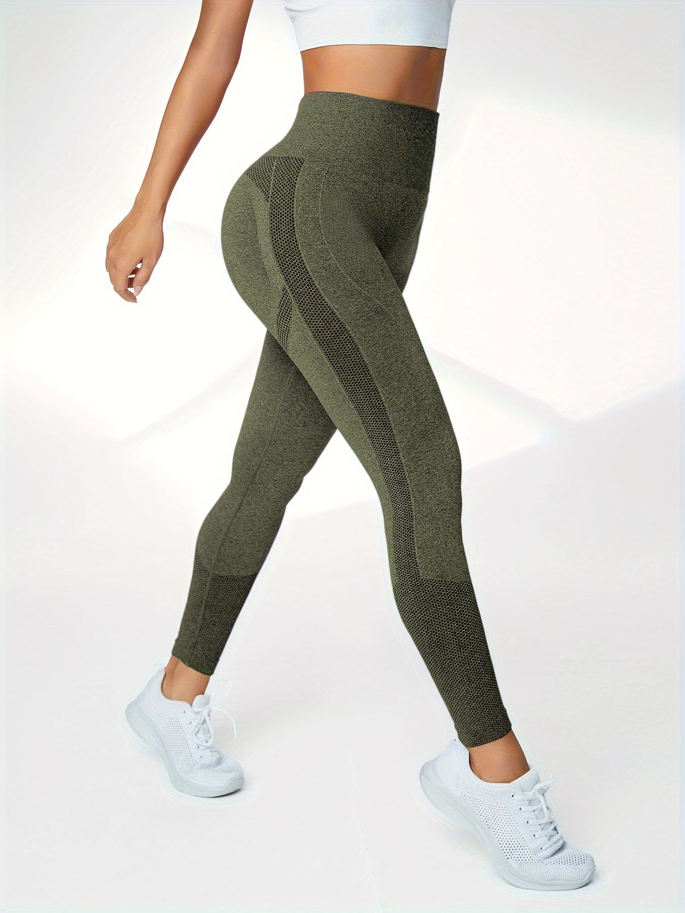 3-Pack High-Waist Compression Sports Leggings for Women with Side Stripe Detail