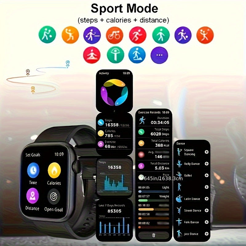 2024 New 2.01 Inch Touch Screen Dual Frequency, Unisex, Support Call Function, Incoming Call SMS Reminder, Multifunctional Fitness And Sports Smart Bracelet, Wireless Connection To Android And For Phone Cell Phone,