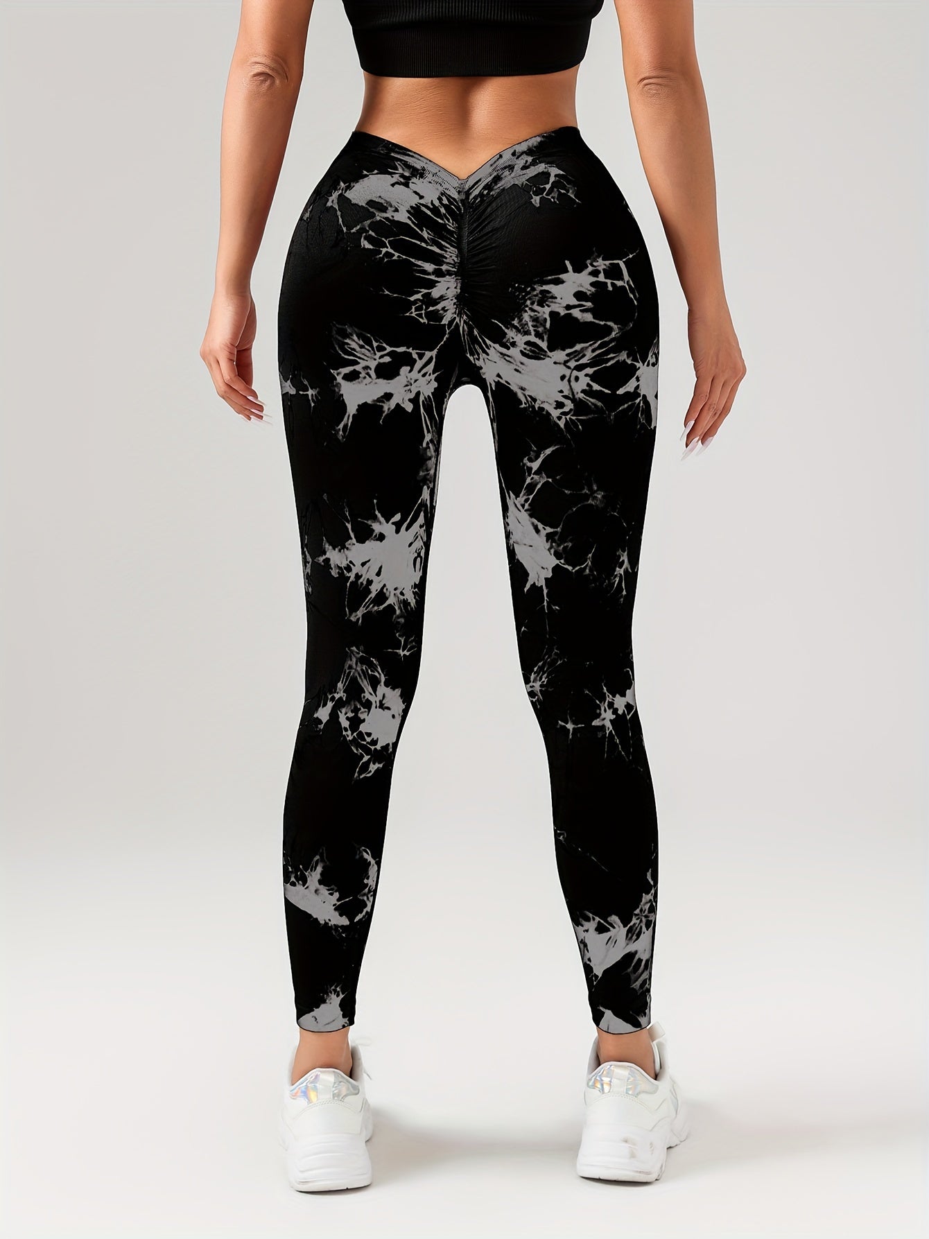 Sexy V-Waist Tie-Dye Women's Athletic Yoga Pants for Workout, Running and Outdoor Activities