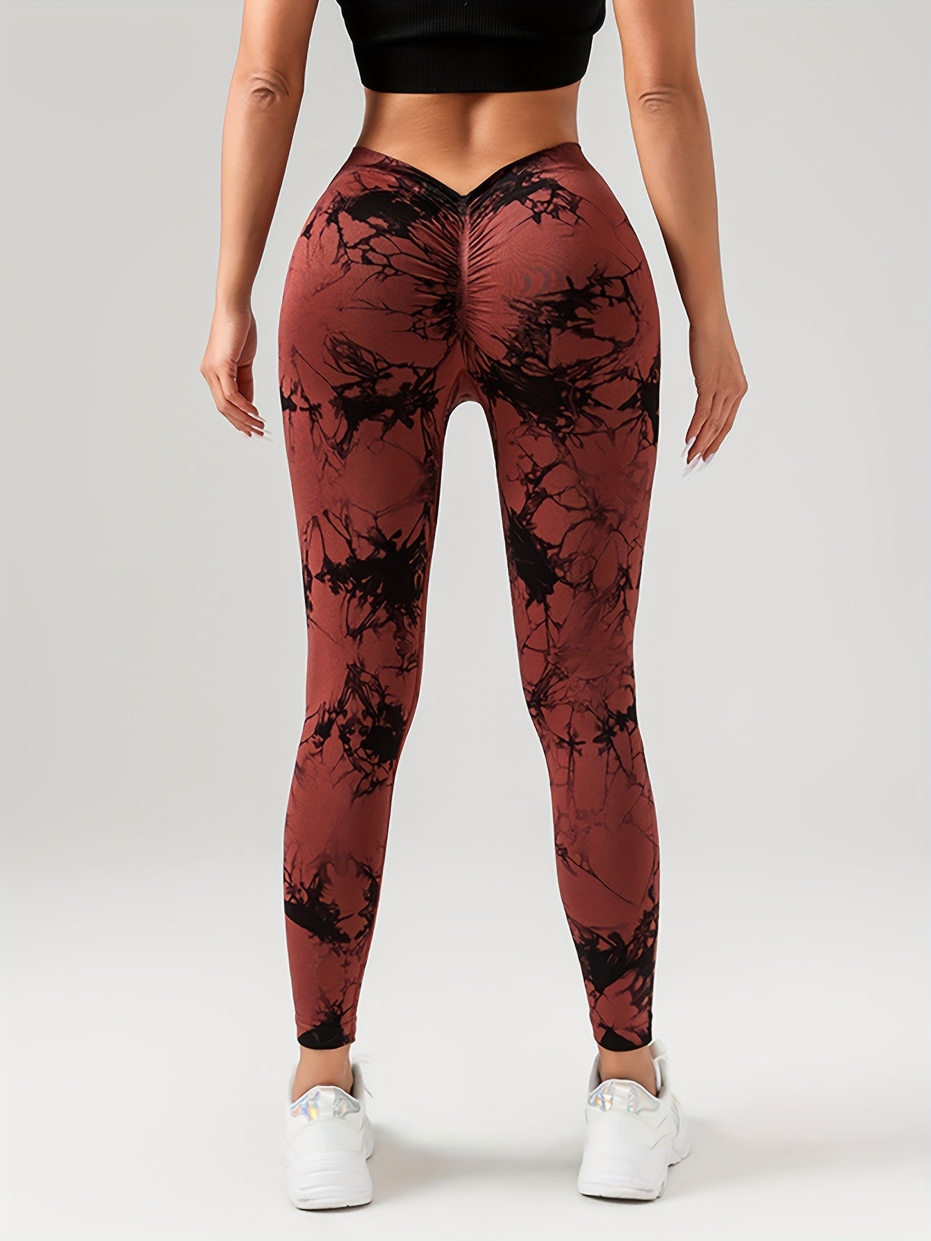 Sexy V-Waist Tie-Dye Women's Athletic Yoga Pants for Workout, Running and Outdoor Activities