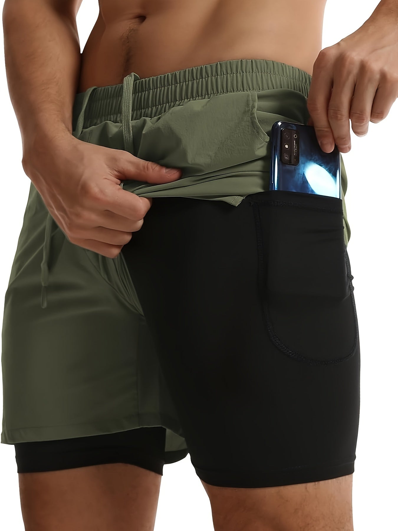 Mens Athletic Shorts 2-in-1 Gym Workout Running Shorts