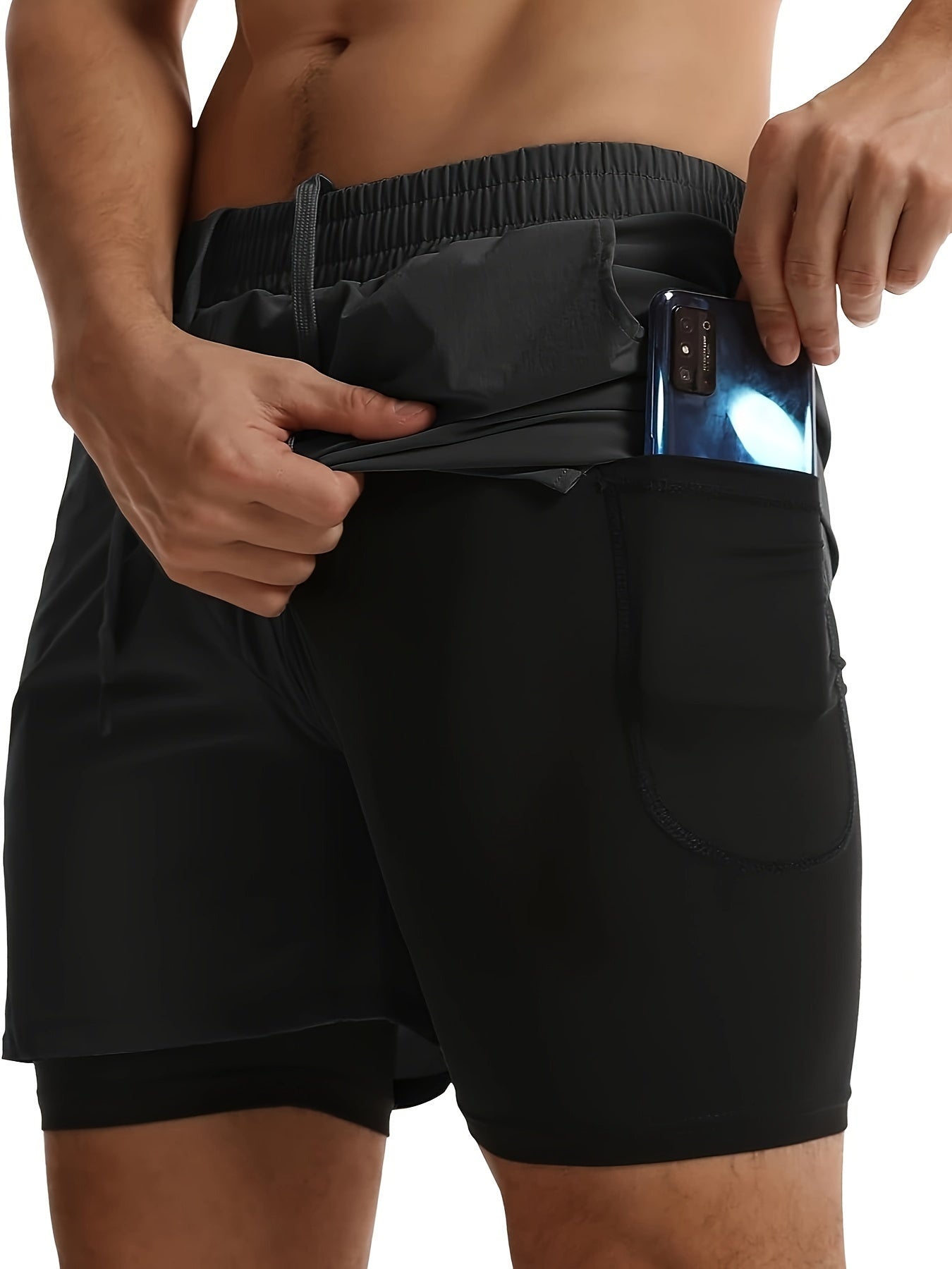 Mens Athletic Shorts 2-in-1 Gym Workout Running Shorts