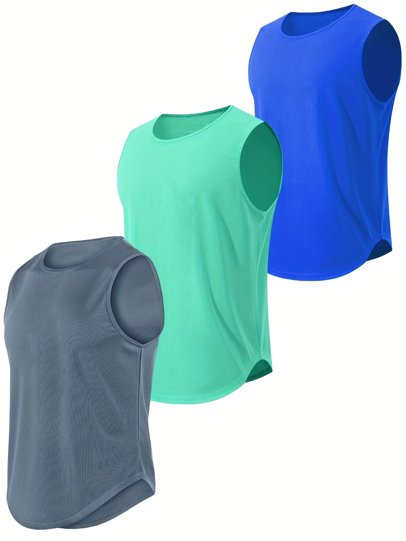 3pcs Comfy Breathable Letter Print Men's Tank Tops