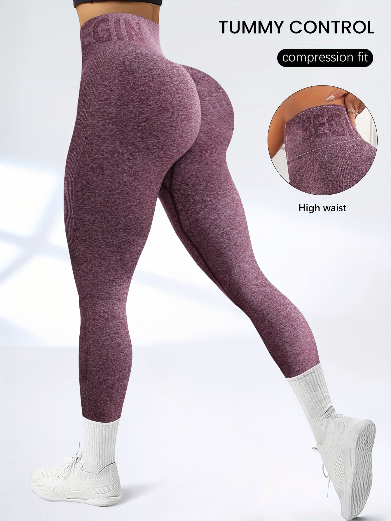 3 Pack High-Waisted Tummy Control Seamless Yoga Pants,