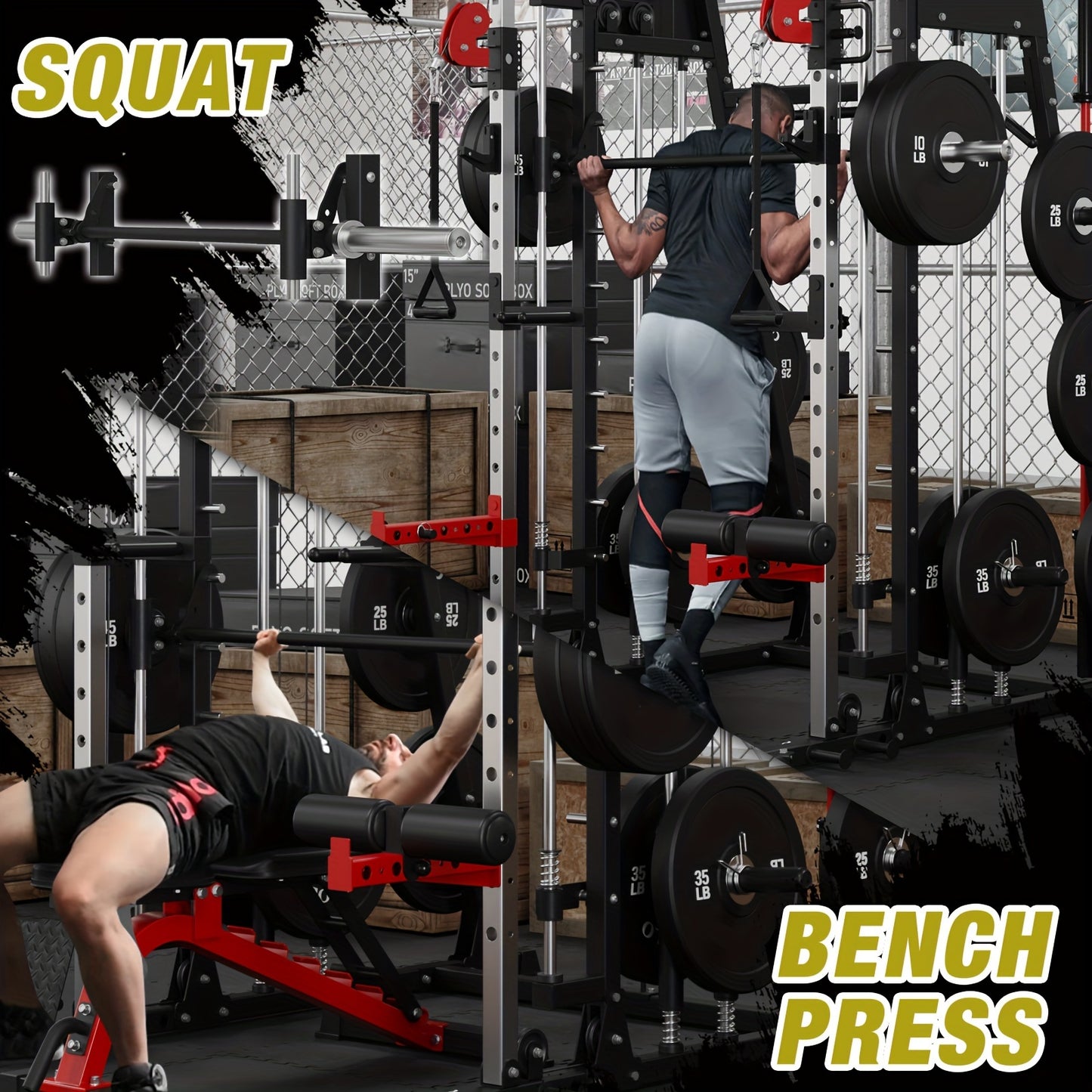 2200lbs ALL-IN-ONE Smith Machine Home Gym With LAT-Pull Down System,