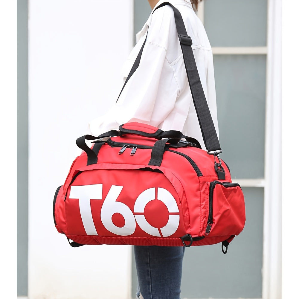 Large Capacity Duffle Tote Bag, Nylon Lightweight Luggage Bag With Shoe Compartment,