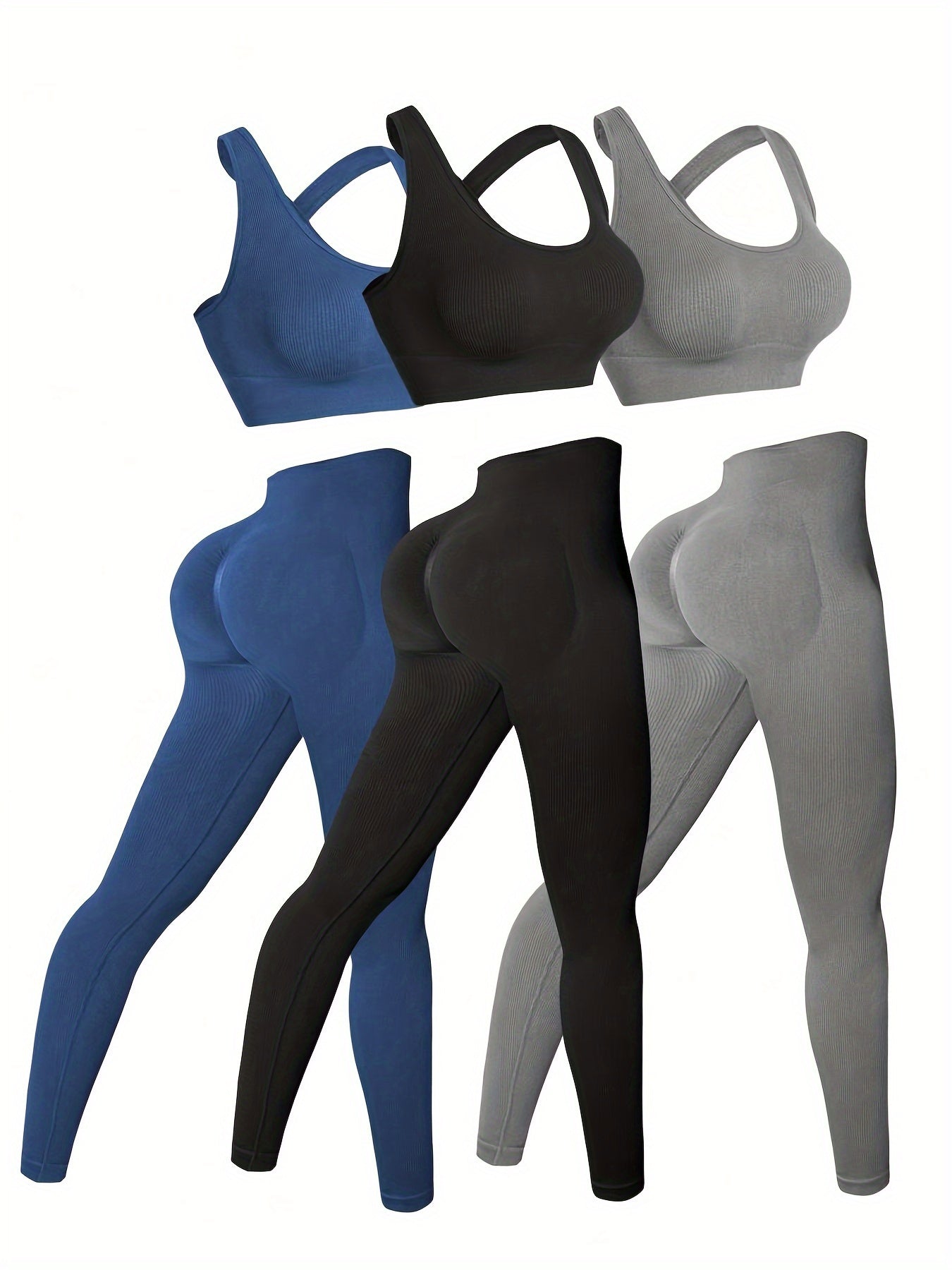 3pack High-Waisted Women's Yoga Leggings Set with Seamless, Breathable Fabric and Built-In Bra for All-Season Wear