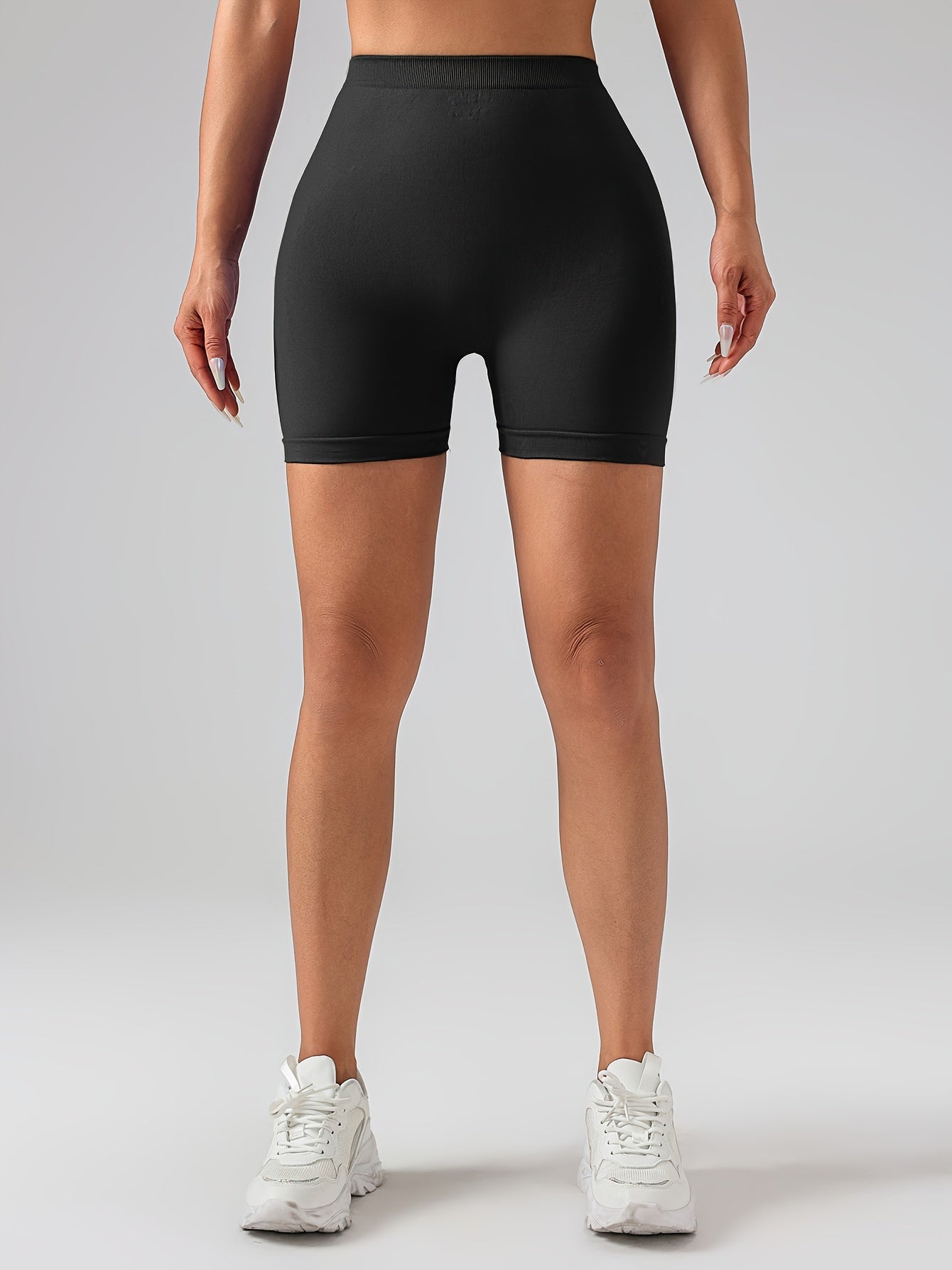 Female V-shape Waist Scrunch Elastic Tight High-rise Shorts,