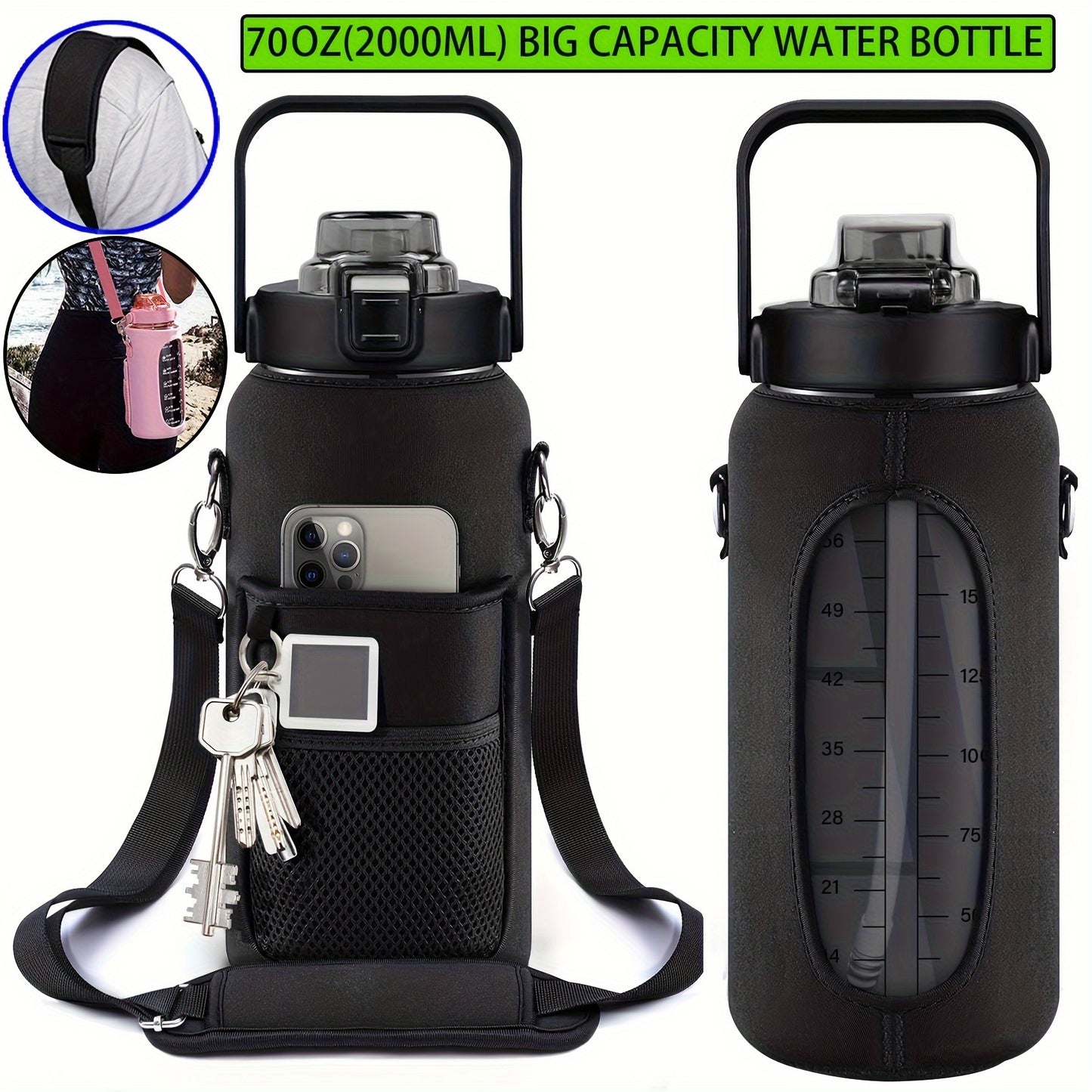 1pc Leakproof Insulated Water Bottle with Straw & Chug Lid