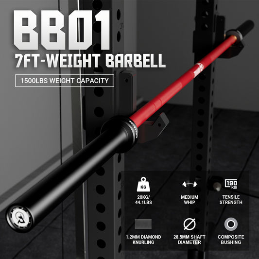 1500LBS Capacity 7ft Weight Barbell, 45lb Bar Fit 2" Standard Weights