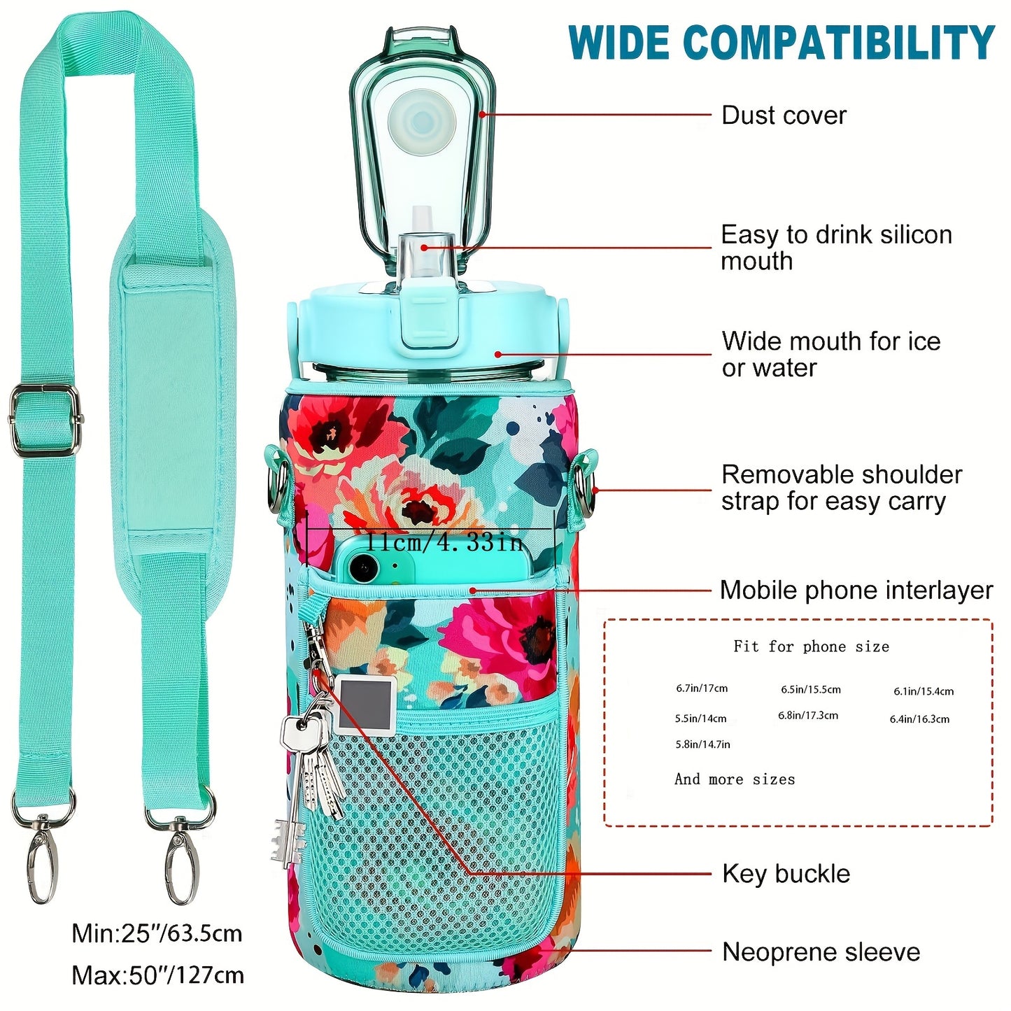 1pc Leakproof Insulated Water Bottle with Straw & Chug Lid