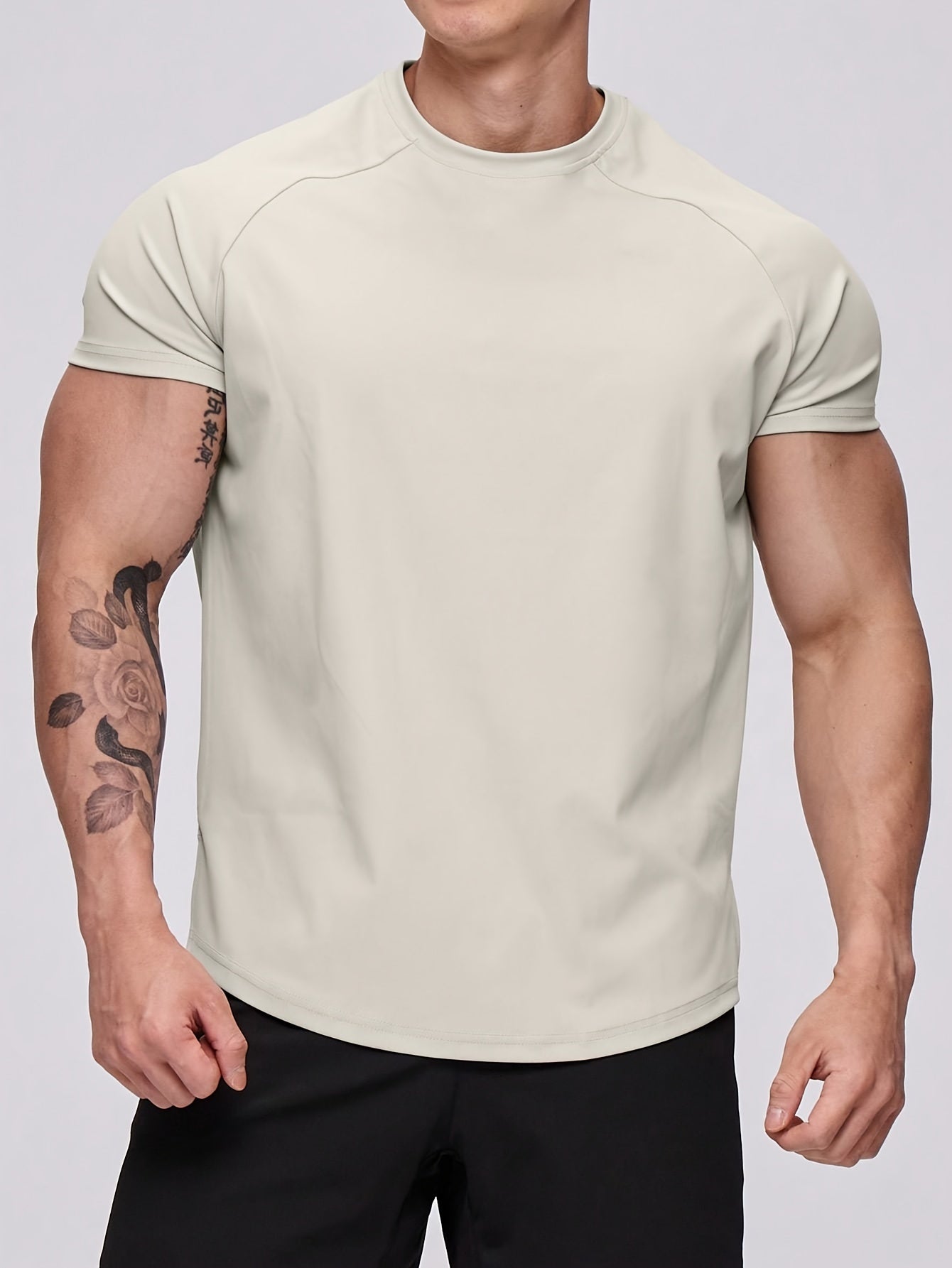Stretchy Fashion Tee - Moisture-Wicking, Quick-Drying, Round Neck