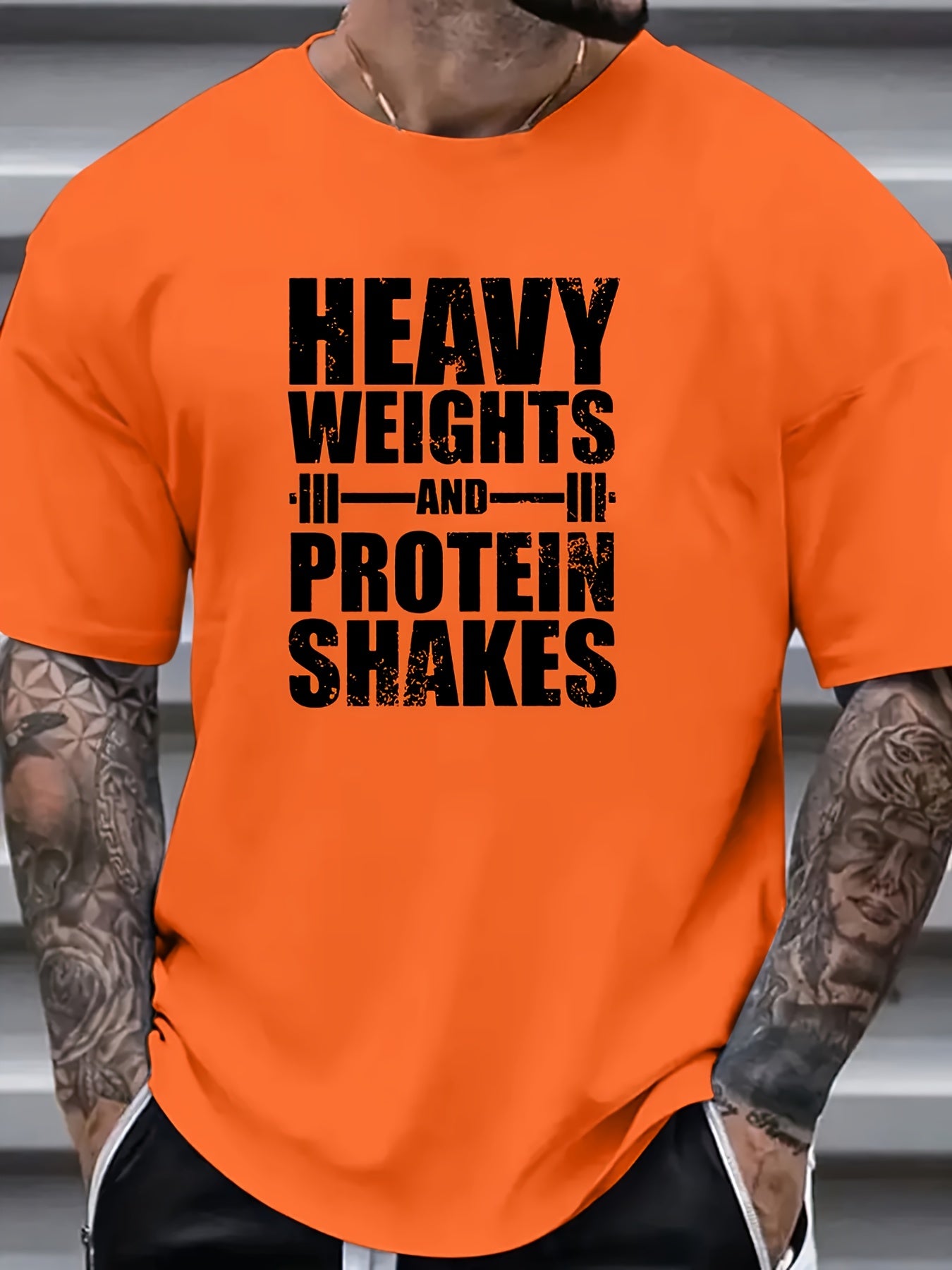 Plus Size Men's "Heavy Weights" Graphic Print T-shirt