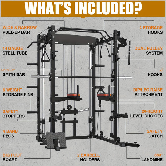 2000lbs Heavy-Duty Smith Machine Home Gym System