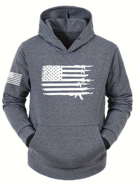 Men's Casual American Flag Graphic Print Hoodies,