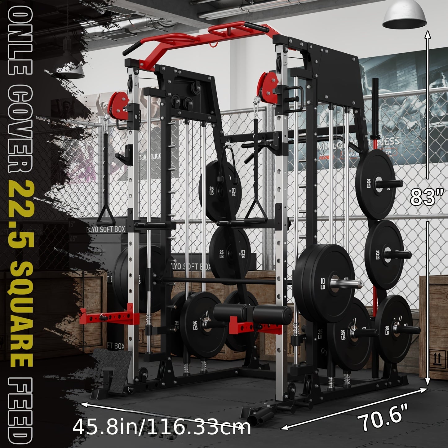 2200lbs ALL-IN-ONE Smith Machine Home Gym With LAT-Pull Down System,