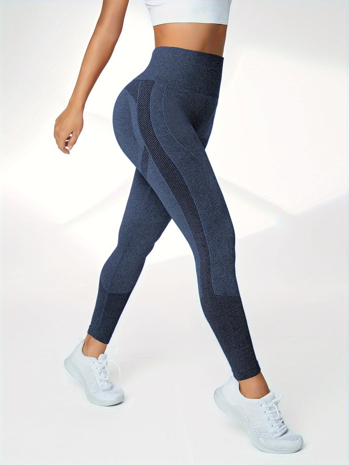 3-Pack High-Waist Compression Sports Leggings for Women with Side Stripe Detail